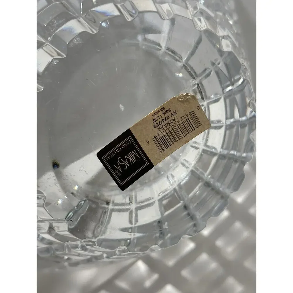 RARE Mikasa ATRIUM 11 inch Faceted Cubist Style Crystal Centerpiece Bowl W Label